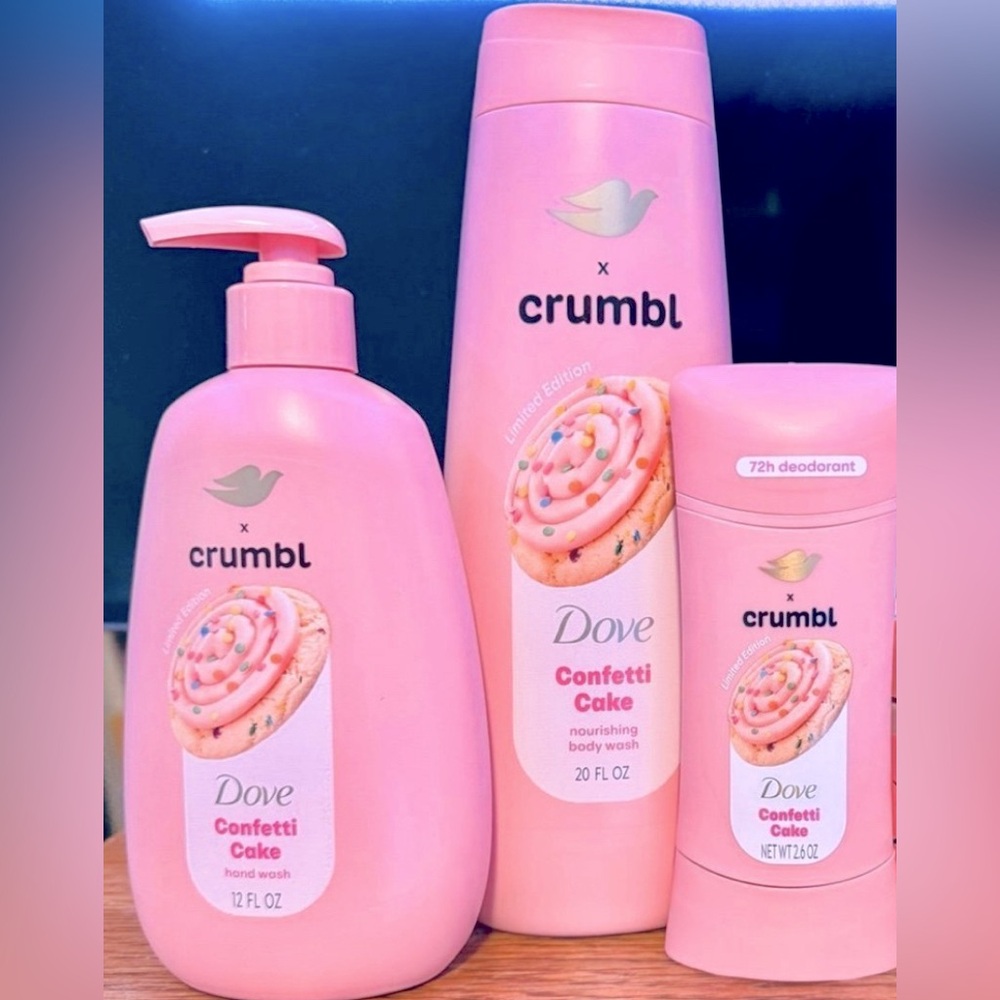 Dove Crumbl X Confetti cake set. Brand new.